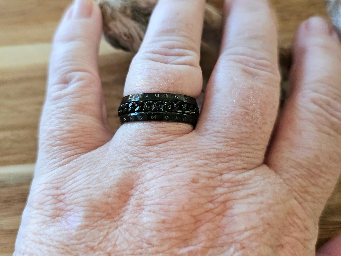 Runestone Chain Ring – Black Stainless Steel