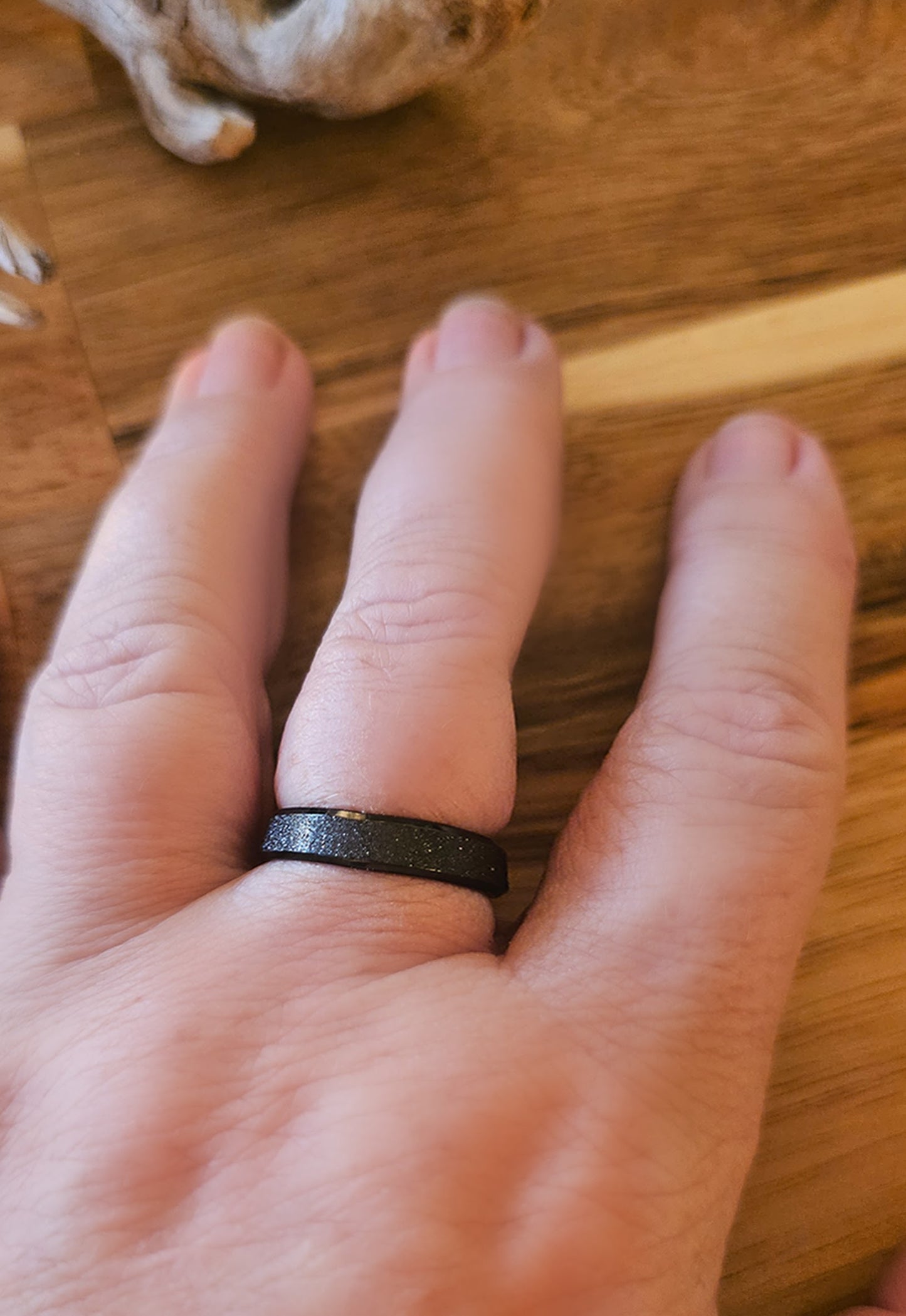 Sparkleforged Black Steel Ring