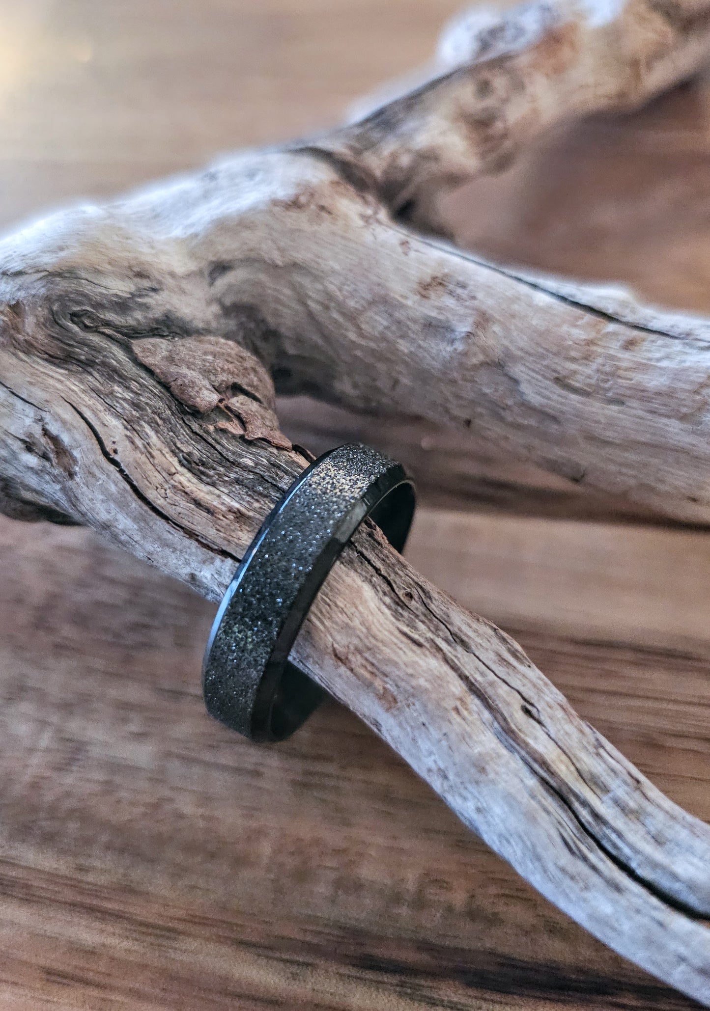 Sparkleforged Black Steel Ring