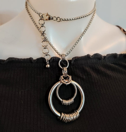 Steel Gothic Punk Fidget O Ring Alt Grunge Aesthetic Chunky Day Collar Necklace - Waterproof Jewelry, Submissive Collar, BDSM symbolism