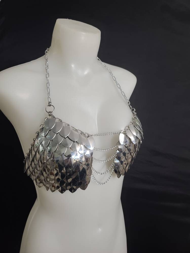 Halloween Festival Outfit Scalemail Corset Top, or Rave Viking, Dragon, Fairy Cosplay Costume, - QUALITY MADE in CANADA