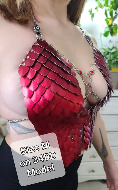 Halloween Festival Outfit Scalemail Corset Top, or Rave Viking, Dragon, Fairy Cosplay Costume, - QUALITY MADE in CANADA