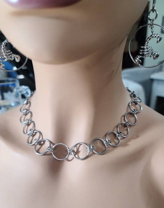 Handmade Viking Chunky Chain Chainmail Necklace - stunning Norse goth necklace gift for her in a goth punk jewelry style