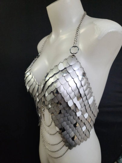 Halloween Festival Outfit Scalemail Corset Top, or Rave Viking, Dragon, Fairy Cosplay Costume, - QUALITY MADE in CANADA