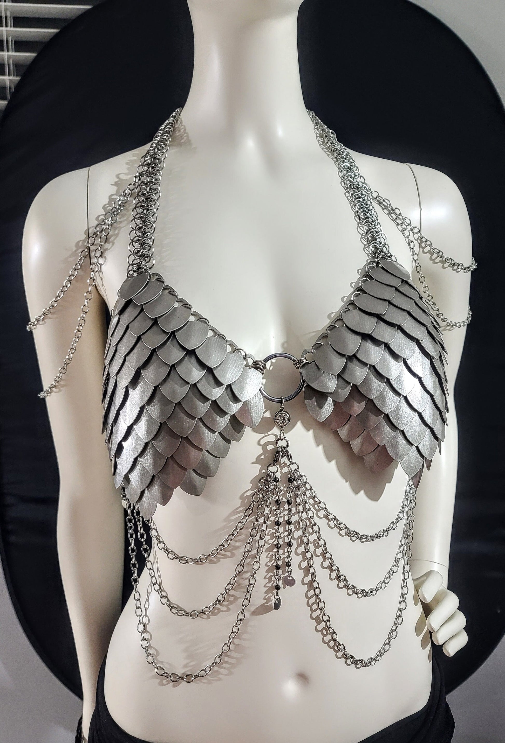 Halloween Festival Outfit Scalemail Corset Top, or Rave Viking, Dragon, Fairy Cosplay Costume, - QUALITY MADE in CANADA