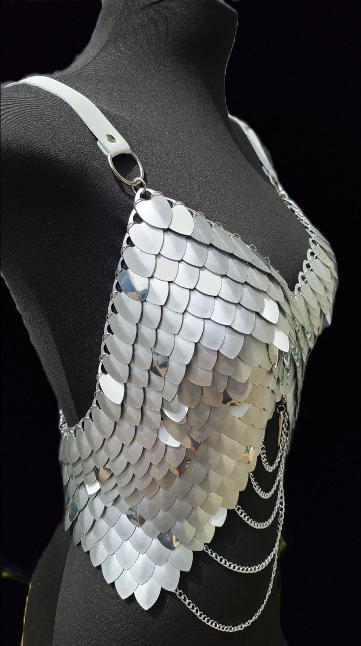 Halloween Festival Outfit Scalemail Corset Top, or Rave Viking, Dragon, Fairy Cosplay Costume, - QUALITY MADE in CANADA