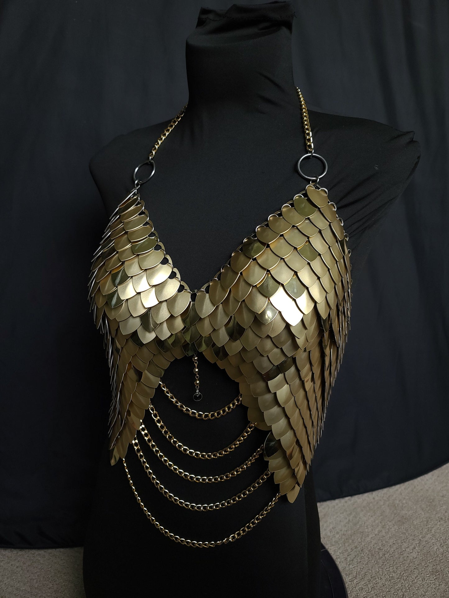 Halloween Festival Outfit Scalemail Corset Top, or Rave Viking, Dragon, Fairy Cosplay Costume, - QUALITY MADE in CANADA