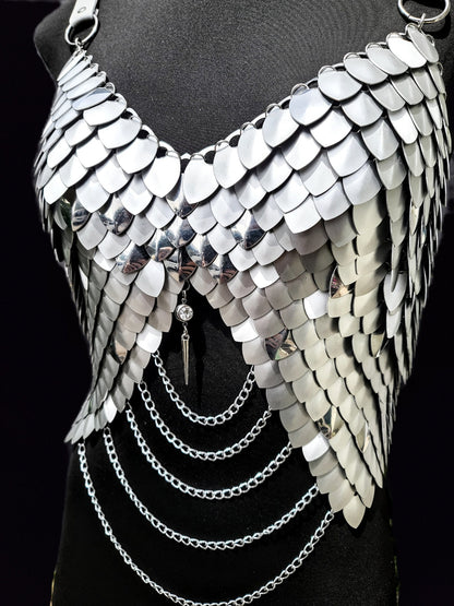 Halloween Festival Outfit Scalemail Corset Top, or Rave Viking, Dragon, Fairy Cosplay Costume, - QUALITY MADE in CANADA