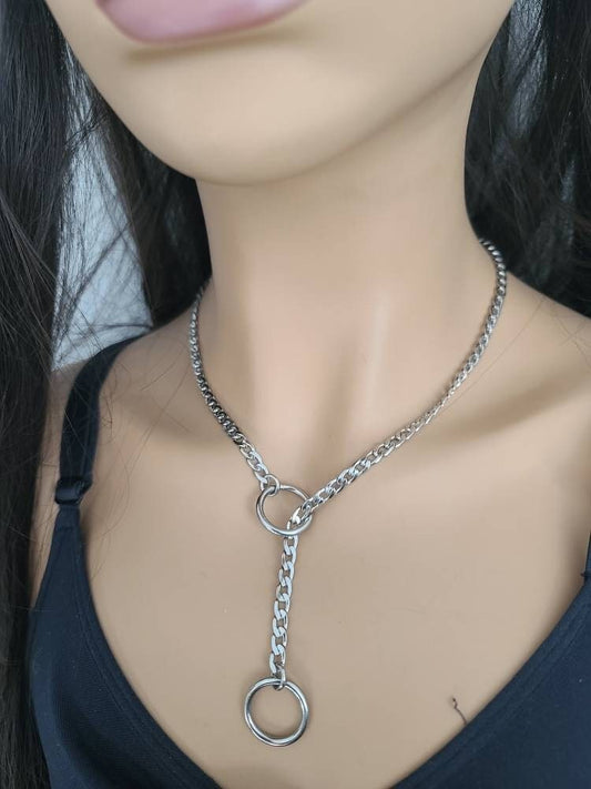 Steel Locking Permanent Slip Chain Day Collar Choker Necklace - Submissive Day Collar, Punk Goth Permanent Locking Option, Gift for Her