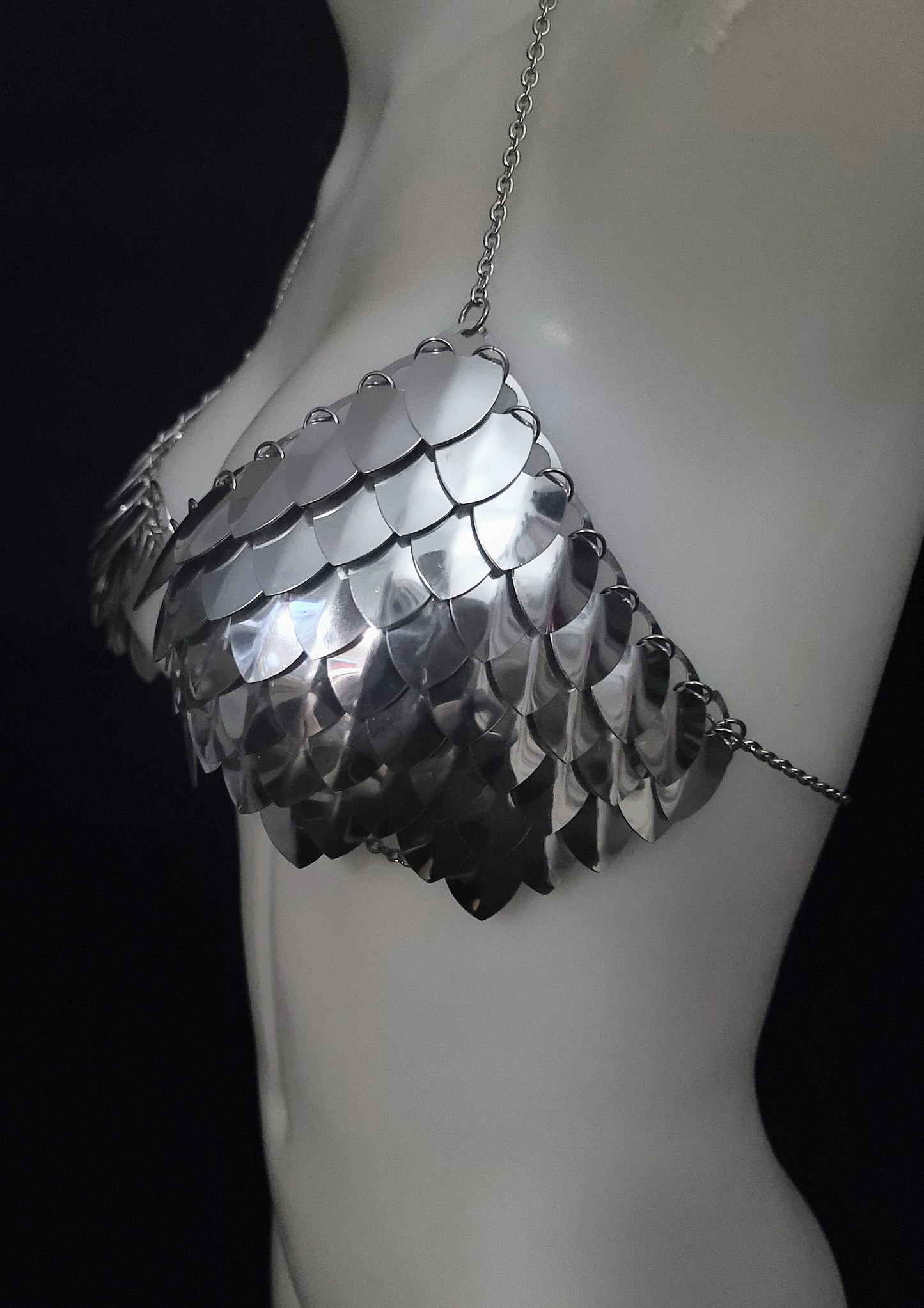 Halloween Festival Outfit Scalemail Corset Top, or Rave Viking, Dragon, Fairy Cosplay Costume, - QUALITY MADE in CANADA