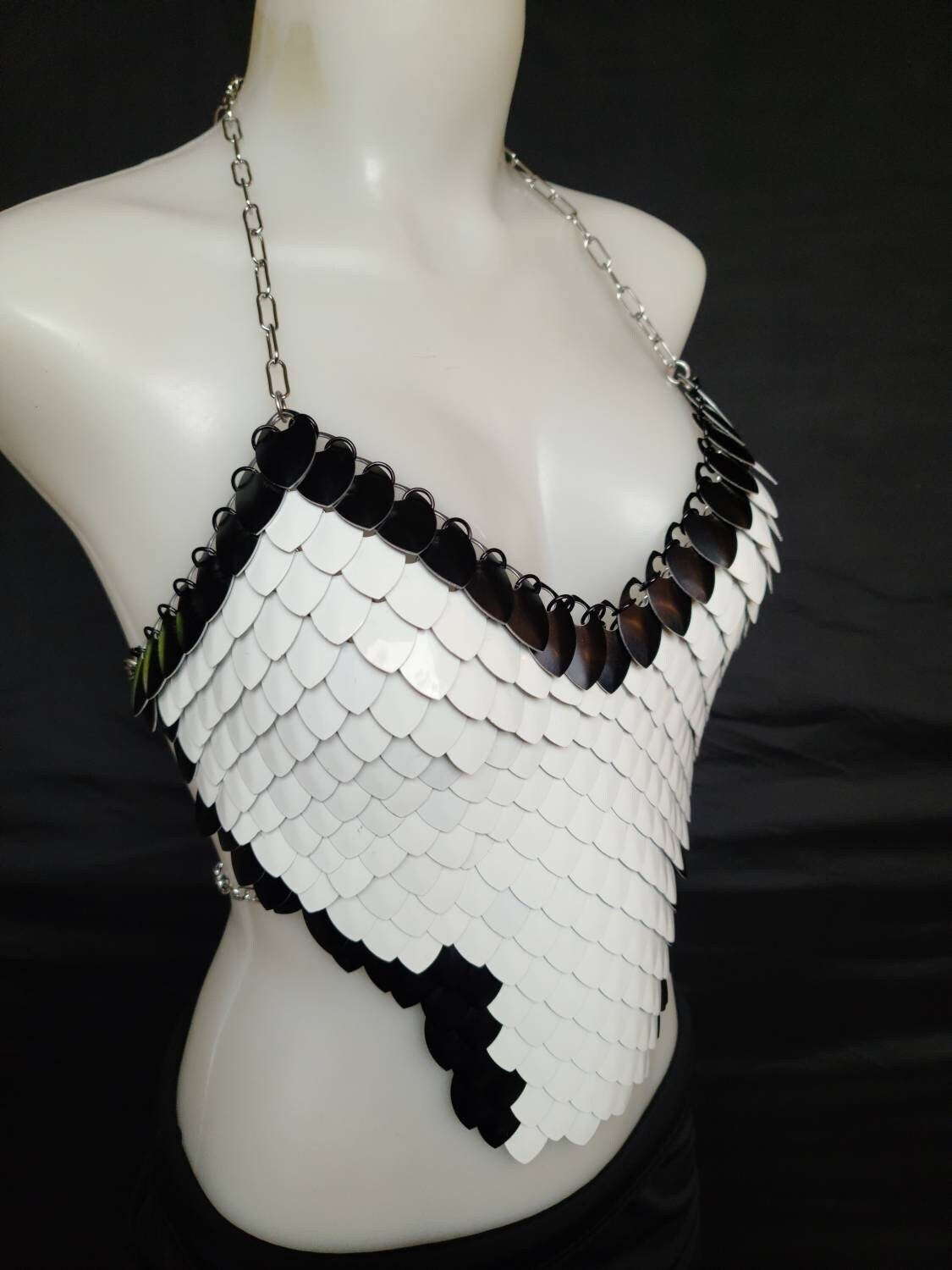 Halloween Festival Outfit Scalemail Corset Top, or Rave Viking, Dragon, Fairy Cosplay Costume, - QUALITY MADE in CANADA