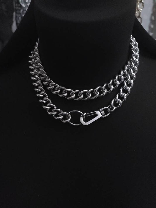 Steel Chunky Hip Hop Statement Layered Necklace Choker | An alt punk aesthetic style grunge statement necklace gift for her