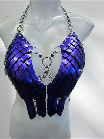 Halloween Festival Outfit Scalemail Corset Top, or Rave Viking, Dragon, Fairy Cosplay Costume, - QUALITY MADE in CANADA