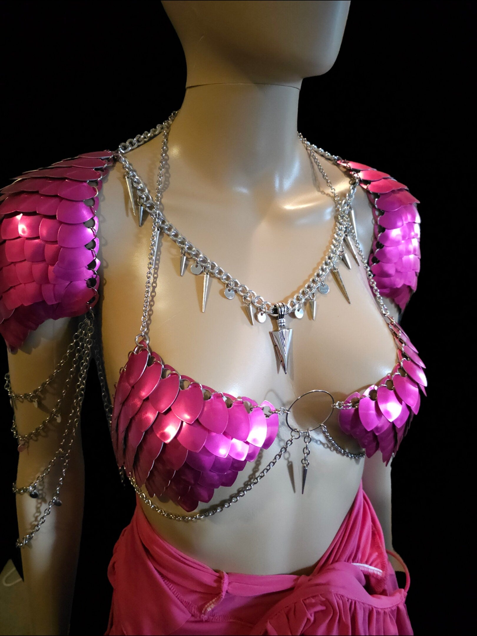 Halloween Festival Outfit Scalemail Corset Top, or Rave Viking, Dragon, Fairy Cosplay Costume, - QUALITY MADE in CANADA