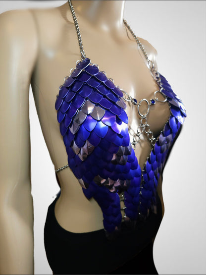 Halloween Festival Outfit Scalemail Corset Top, or Rave Viking, Dragon, Fairy Cosplay Costume, - QUALITY MADE in CANADA