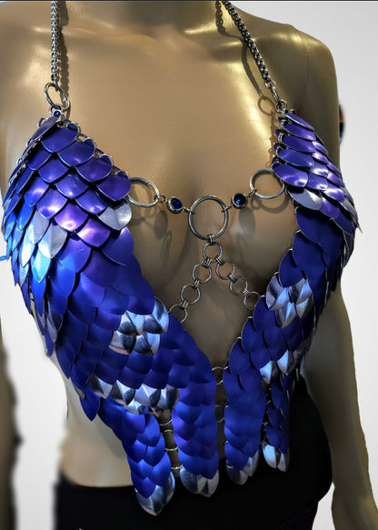 Halloween Festival Outfit Scalemail Corset Top, or Rave Viking, Dragon, Fairy Cosplay Costume, - QUALITY MADE in CANADA