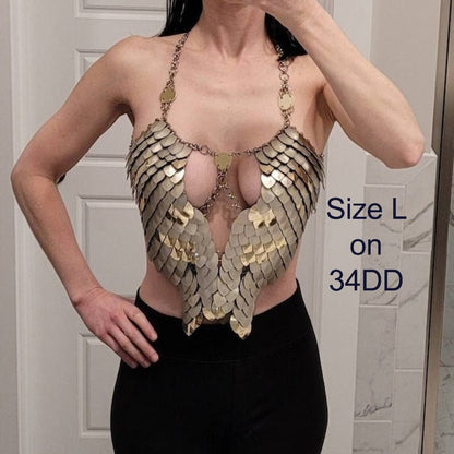 Halloween Festival Outfit Scalemail Corset Top, or Rave Viking, Dragon, Fairy Cosplay Costume, - QUALITY MADE in CANADA