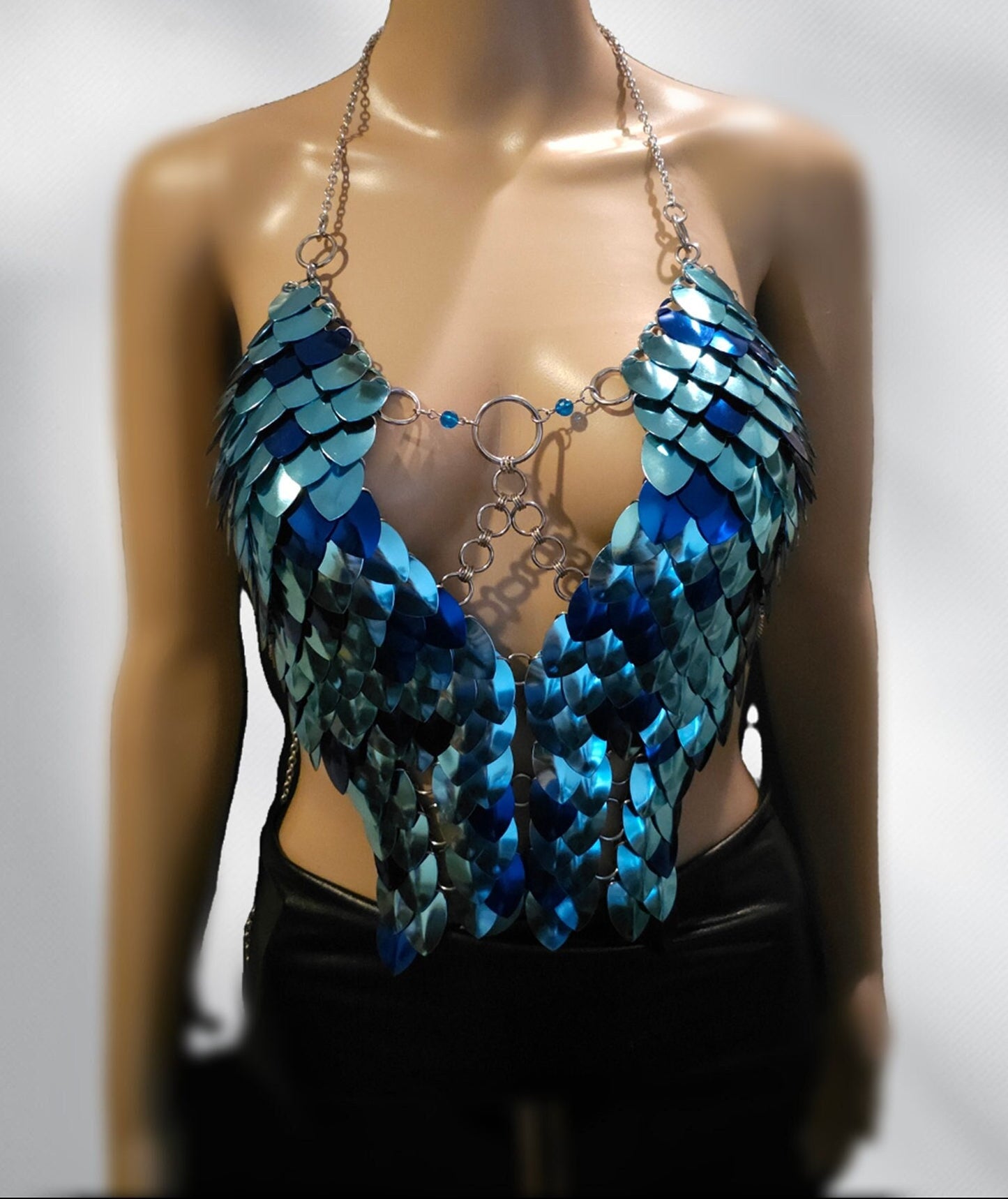 Halloween Festival Outfit Scalemail Corset Top, or Rave Viking, Dragon, Fairy Cosplay Costume, - QUALITY MADE in CANADA