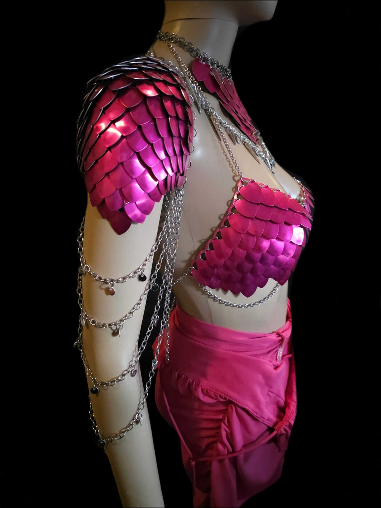 Halloween Festival Outfit Scalemail Corset Top, or Rave Viking, Dragon, Fairy Cosplay Costume, - QUALITY MADE in CANADA