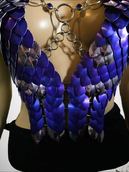 Halloween Festival Outfit Scalemail Corset Top, or Rave Viking, Dragon, Fairy Cosplay Costume, - QUALITY MADE in CANADA