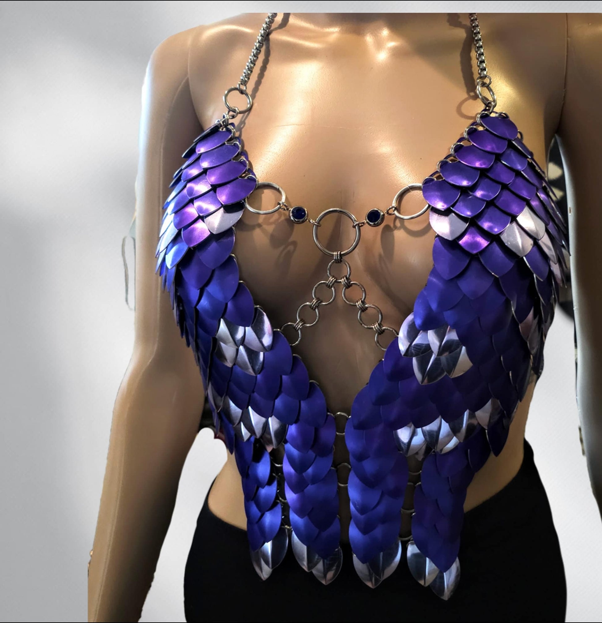 Halloween Festival Outfit Scalemail Corset Top, or Rave Viking, Dragon, Fairy Cosplay Costume, - QUALITY MADE in CANADA