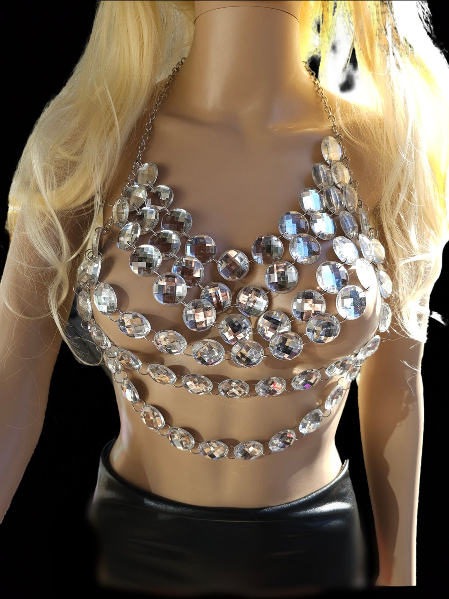 Festival Clothing Rave Chain Crystal Bra Bralette Outfit Sparkle Rhinestone Gem Lingerie - EDM Concert Outfit, Burlesque costume