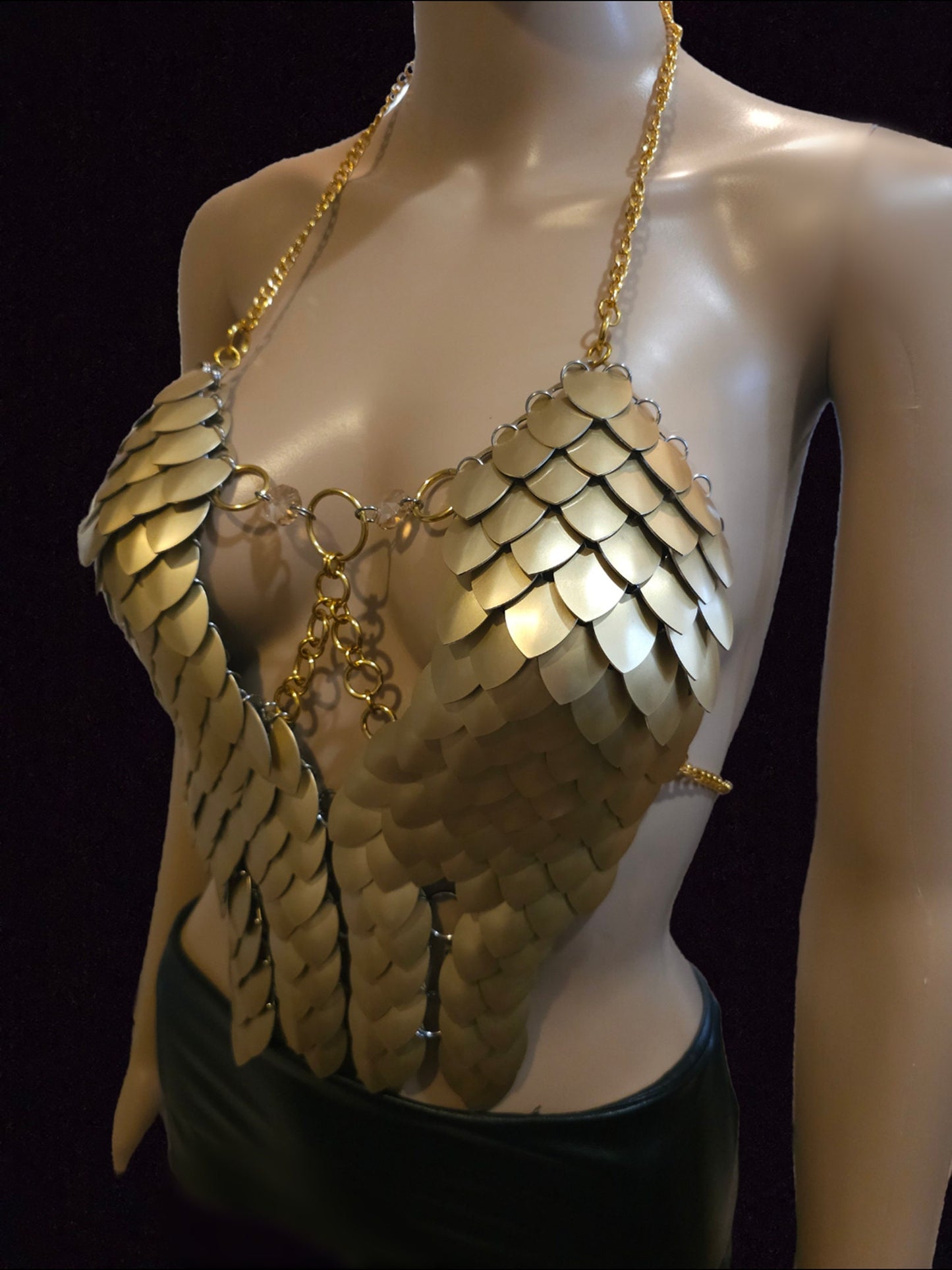 Halloween Festival Outfit Scalemail Corset Top, or Rave Viking, Dragon, Fairy Cosplay Costume, - QUALITY MADE in CANADA