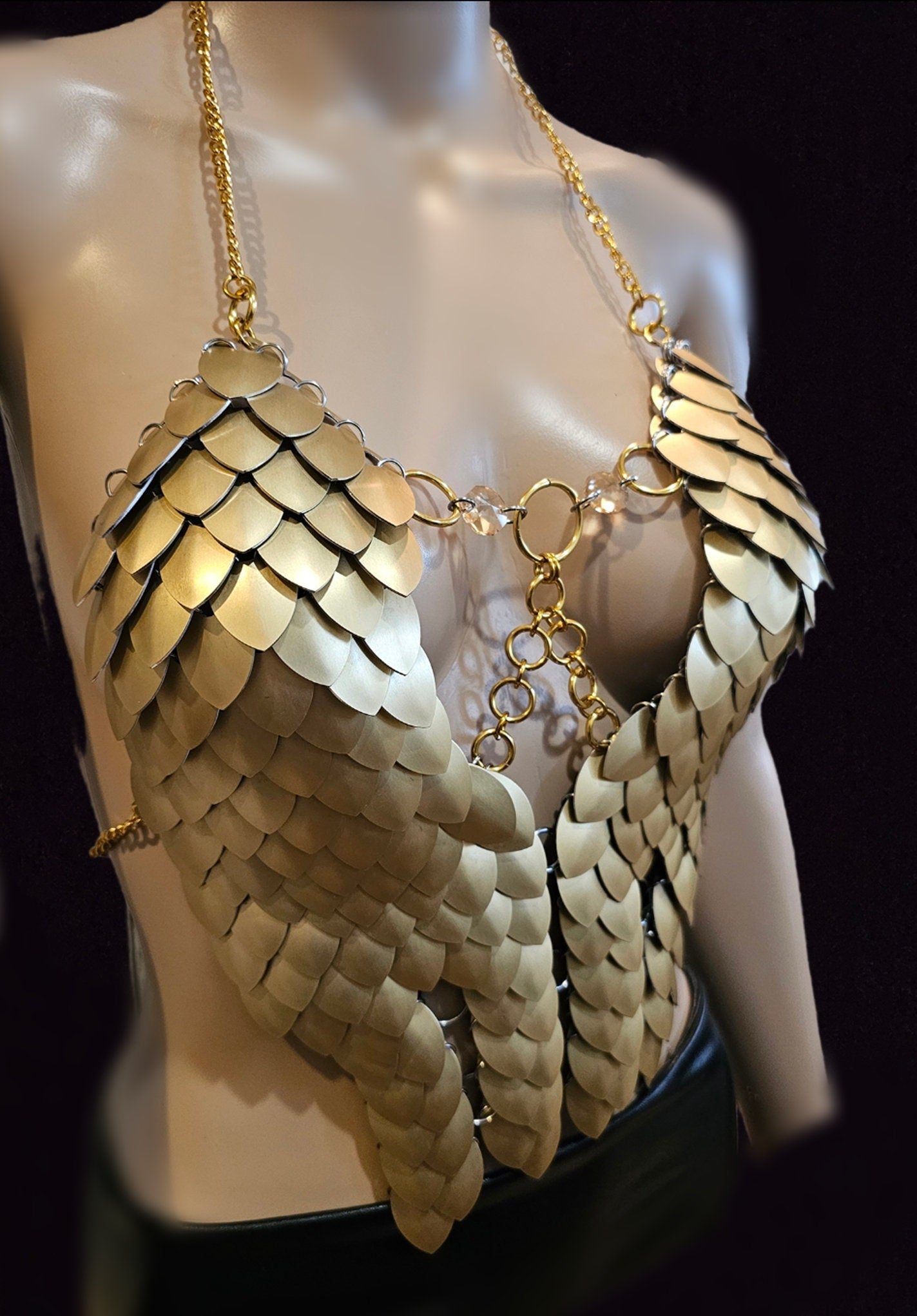 Halloween Festival Outfit Scalemail Corset Top, or Rave Viking, Dragon, Fairy Cosplay Costume, - QUALITY MADE in CANADA