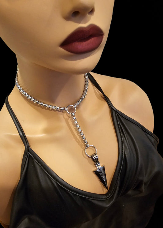 Steel Gothic Punk Choker Day Collar Layered Necklace Set - Handmade grunge Dark Academia aesthetic gift for her