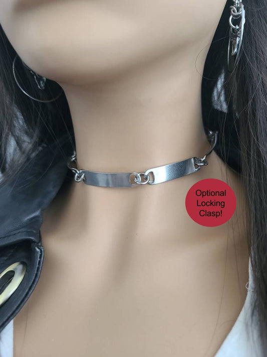 Steel Gothic Punk Day Collar Choker necklace, Goth Necklace, punk, grunge jewelry gift for her