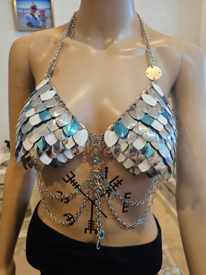 Halloween Festival Outfit Scalemail Corset Top, or Rave Viking, Dragon, Fairy Cosplay Costume, - QUALITY MADE in CANADA