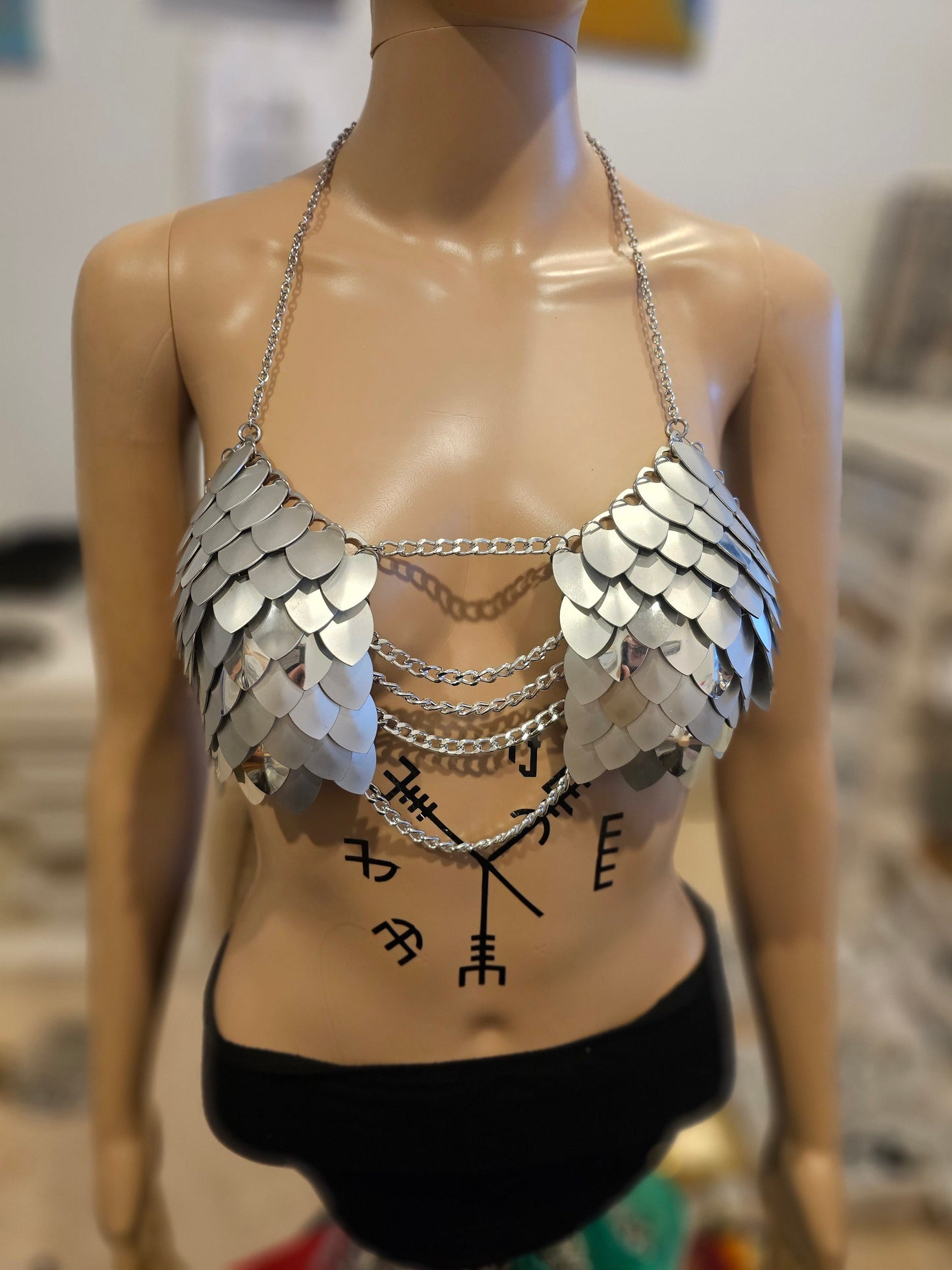 Halloween Festival Outfit Scalemail Corset Top, or Rave Viking, Dragon, Fairy Cosplay Costume, - QUALITY MADE in CANADA