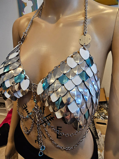 Halloween Festival Outfit Scalemail Corset Top, or Rave Viking, Dragon, Fairy Cosplay Costume, - QUALITY MADE in CANADA