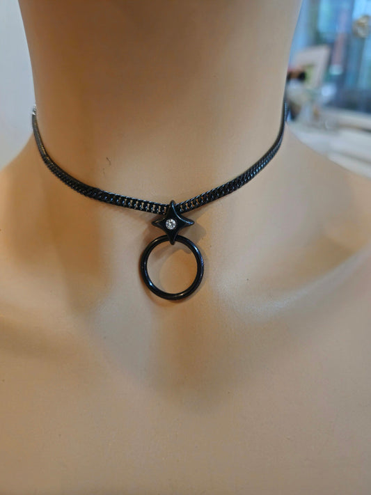 Black Steel Day Collar Choker Goth Punk Necklace | Submissive Jewelry with Permanent Locking Clasp Option