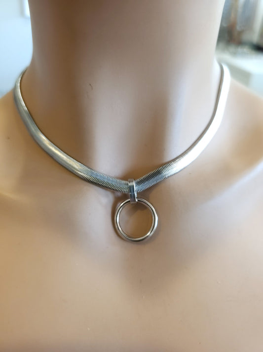 Surgical Steel Day Collar Choker Necklace | Submissive Jewelry Goth Punk Edgy Style with Permanent Locking Clasp Option