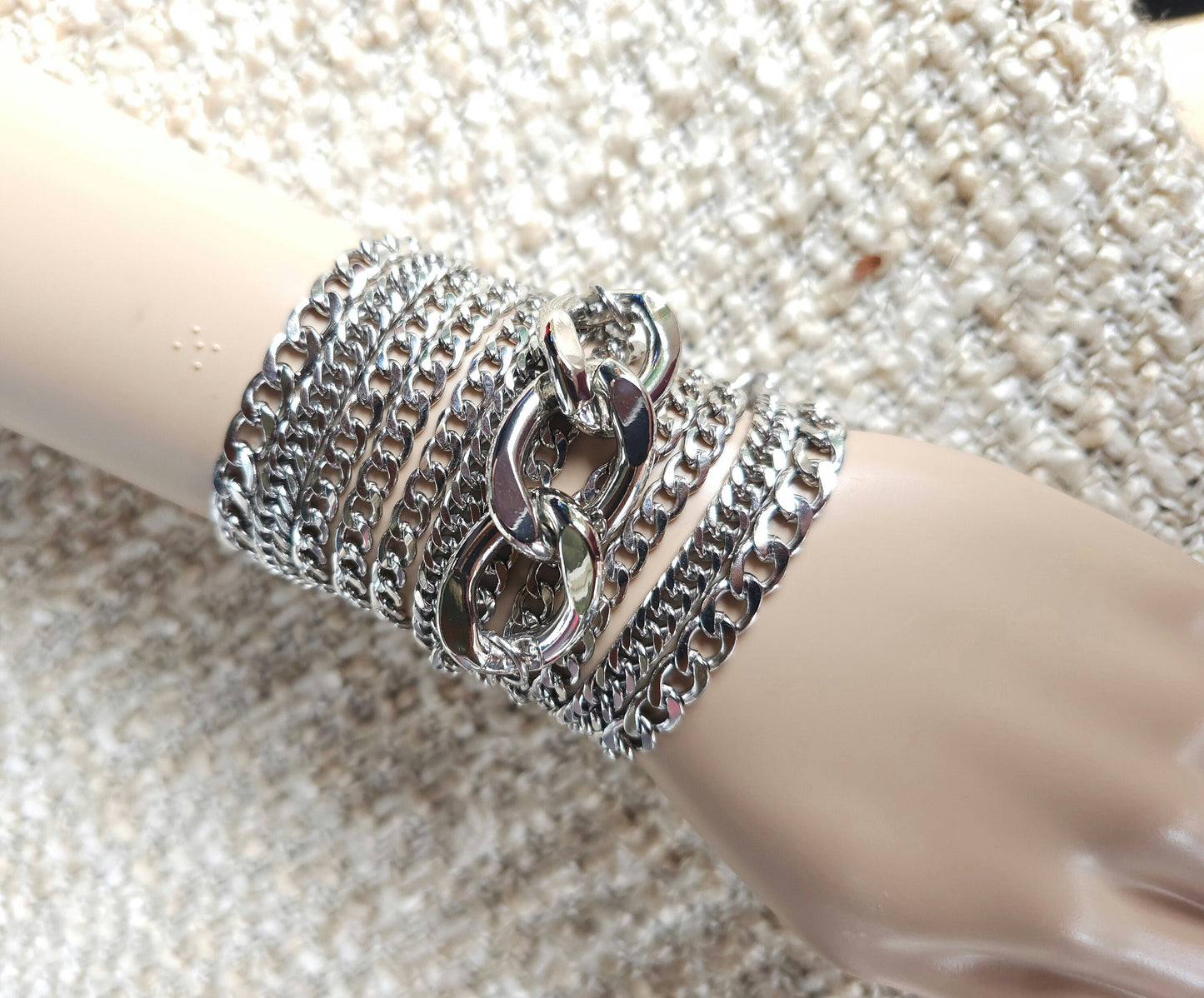 Layered Steel Multi-Strand Steel Wrap Bracelet or Necklace - This punk style or alt goth statement bracelet makes a great gift for her