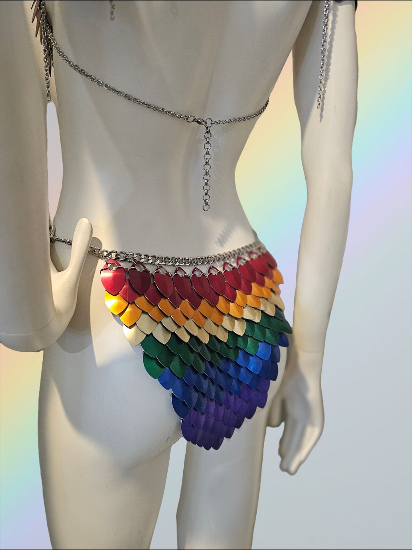 Halloween Pride Rainbow Viking, Dragon, Fairy Scalemail Cosplay Chainmail Festival Outfit Skirt Bottoms - QUALITY MADE in CANADA