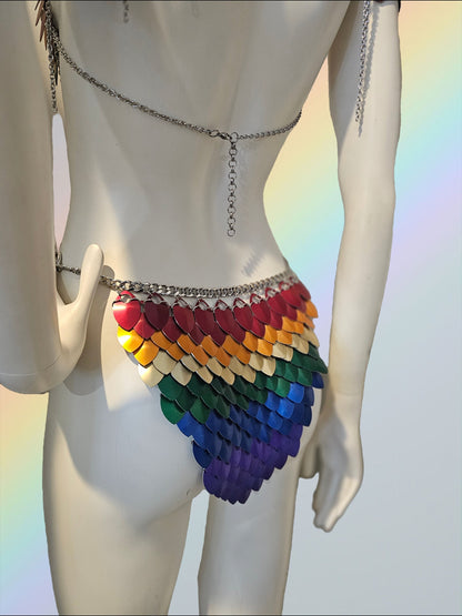 Halloween Pride Rainbow Viking, Dragon, Fairy Scalemail Cosplay Chainmail Festival Outfit Skirt Bottoms - QUALITY MADE in CANADA