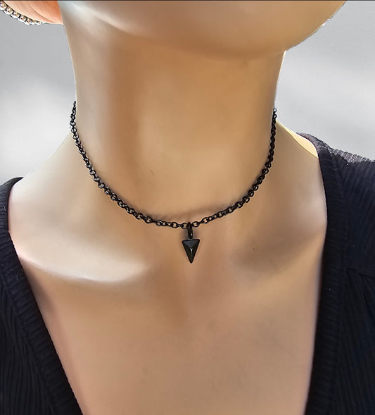 Black Steel Dainty Alt Gothic Pagan Punk Choker Necklace | Dark Academia Aesthetic jewelry, mens necklace, gift for her, Grunge jewelry