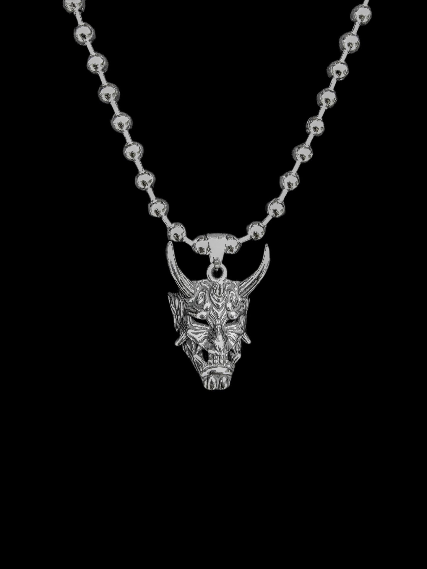 Mens Steel Norse Viking Oni Devil Gothic Punk Grunge Necklace - Handmade Goth Alt sweatproof waterproof hip hop necklace gift for him