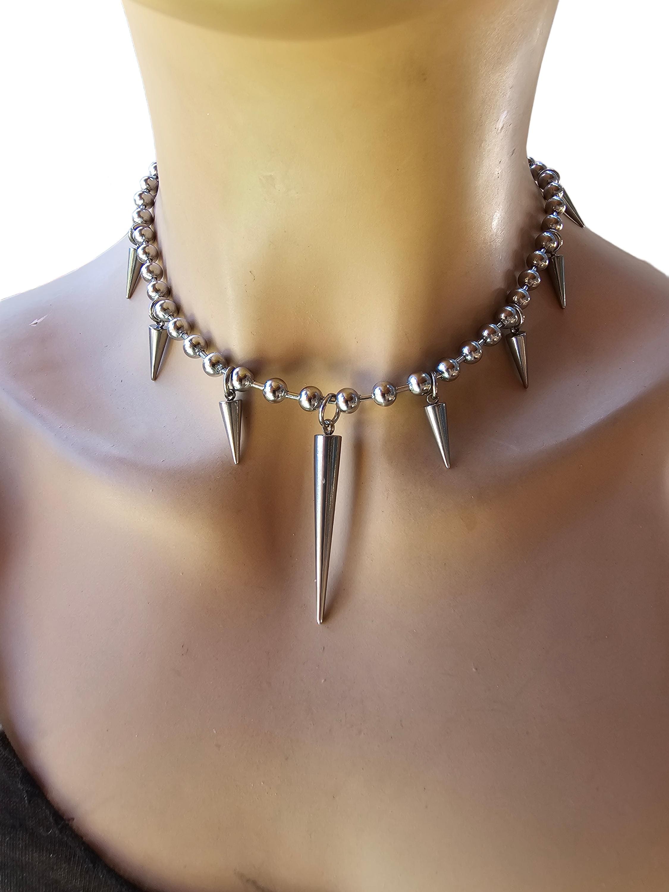 Spike chain choker necklace| gothic jewelry| spike necklace| stainless steel | punk necklace | authentic punk jewelry | grunge | emo