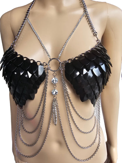 Halloween Festival Scalemail Bra Top, Concert or Rave Outfit, Viking, Dragon, Fairy Renaissance Cosplay Costume - QUALITY MADE in CANADA