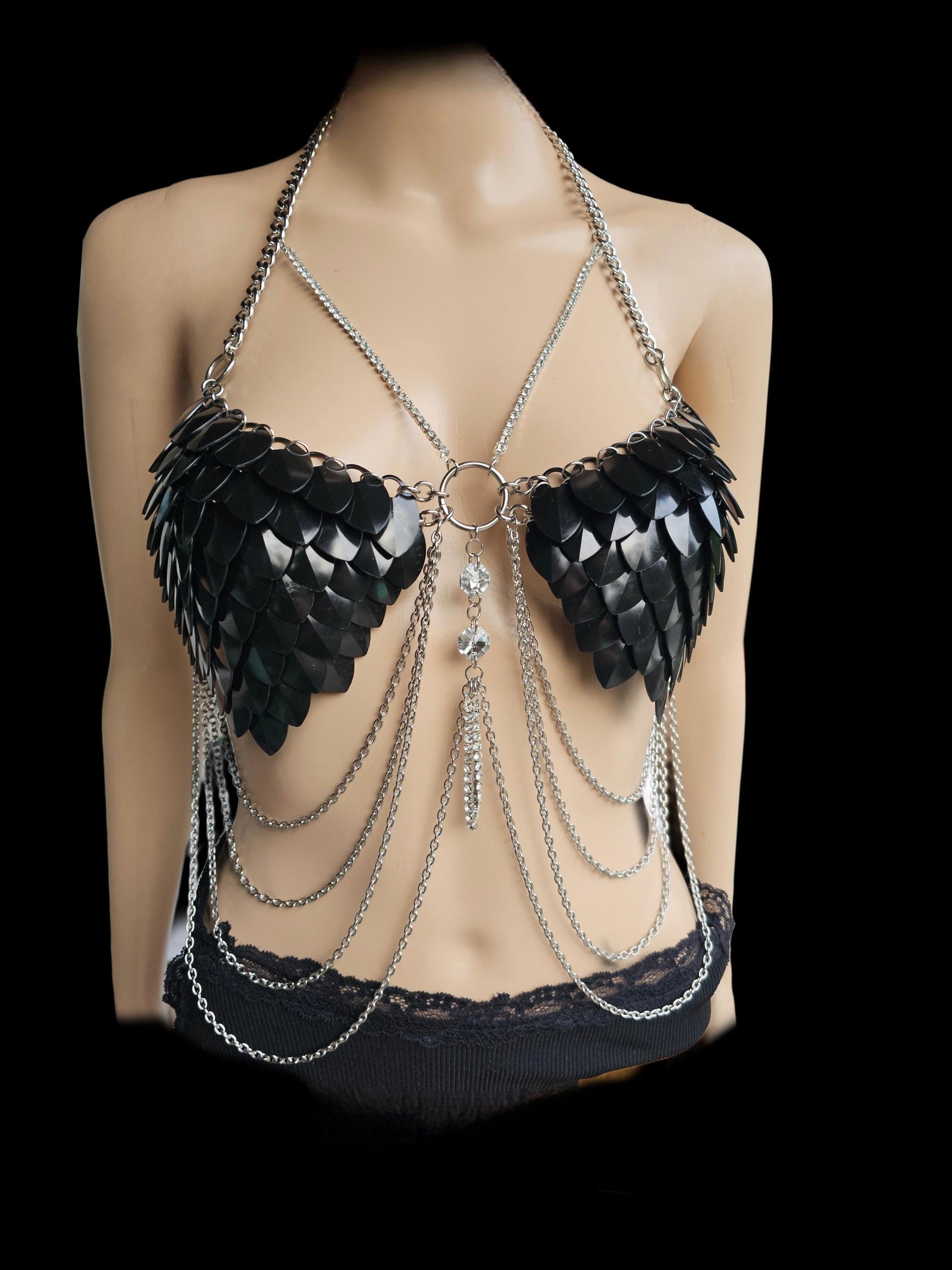 Halloween Festival Scalemail Bra Top, Concert or Rave Outfit, Viking, Dragon, Fairy Renaissance Cosplay Costume - QUALITY MADE in CANADA