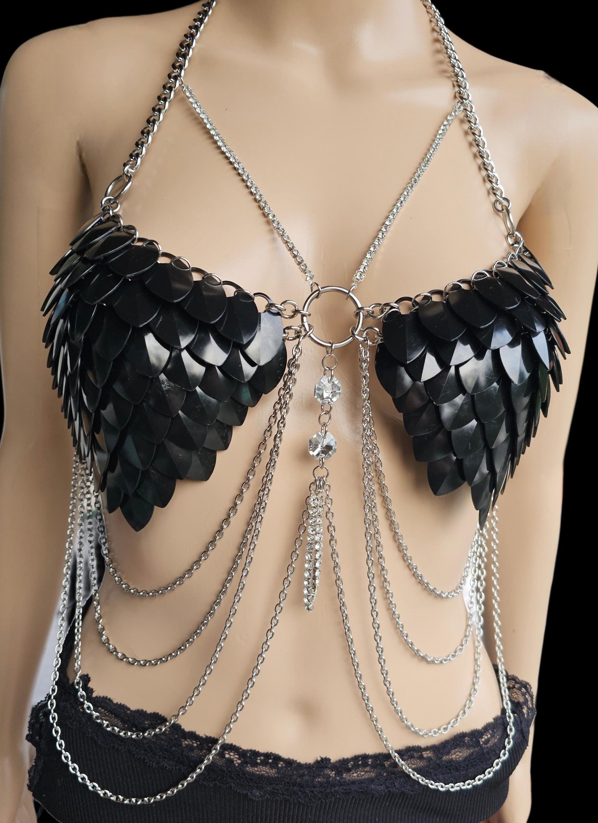 Halloween Festival Scalemail Bra Top, Concert or Rave Outfit, Viking, Dragon, Fairy Renaissance Cosplay Costume - QUALITY MADE in CANADA