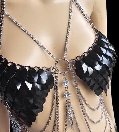 Halloween Festival Scalemail Bra Top, Concert or Rave Outfit, Viking, Dragon, Fairy Renaissance Cosplay Costume - QUALITY MADE in CANADA