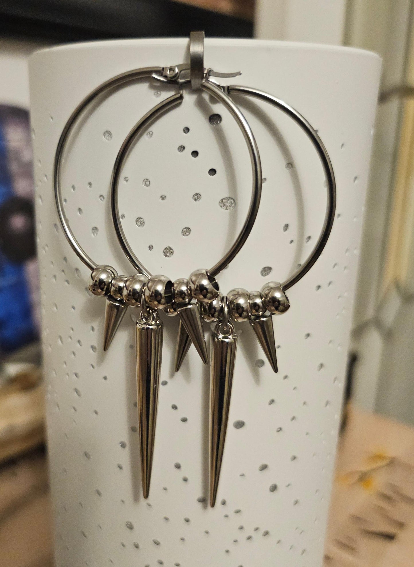 Hypoallergenic Goth Spike Earrings Pair - goth jewelry gift for her for alt punk jewelry lovers who like gothic earrings and edgy jewelry