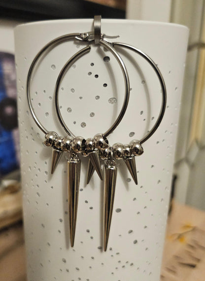 Hypoallergenic Goth Spike Earrings Pair - goth jewelry gift for her for alt punk jewelry lovers who like gothic earrings and edgy jewelry