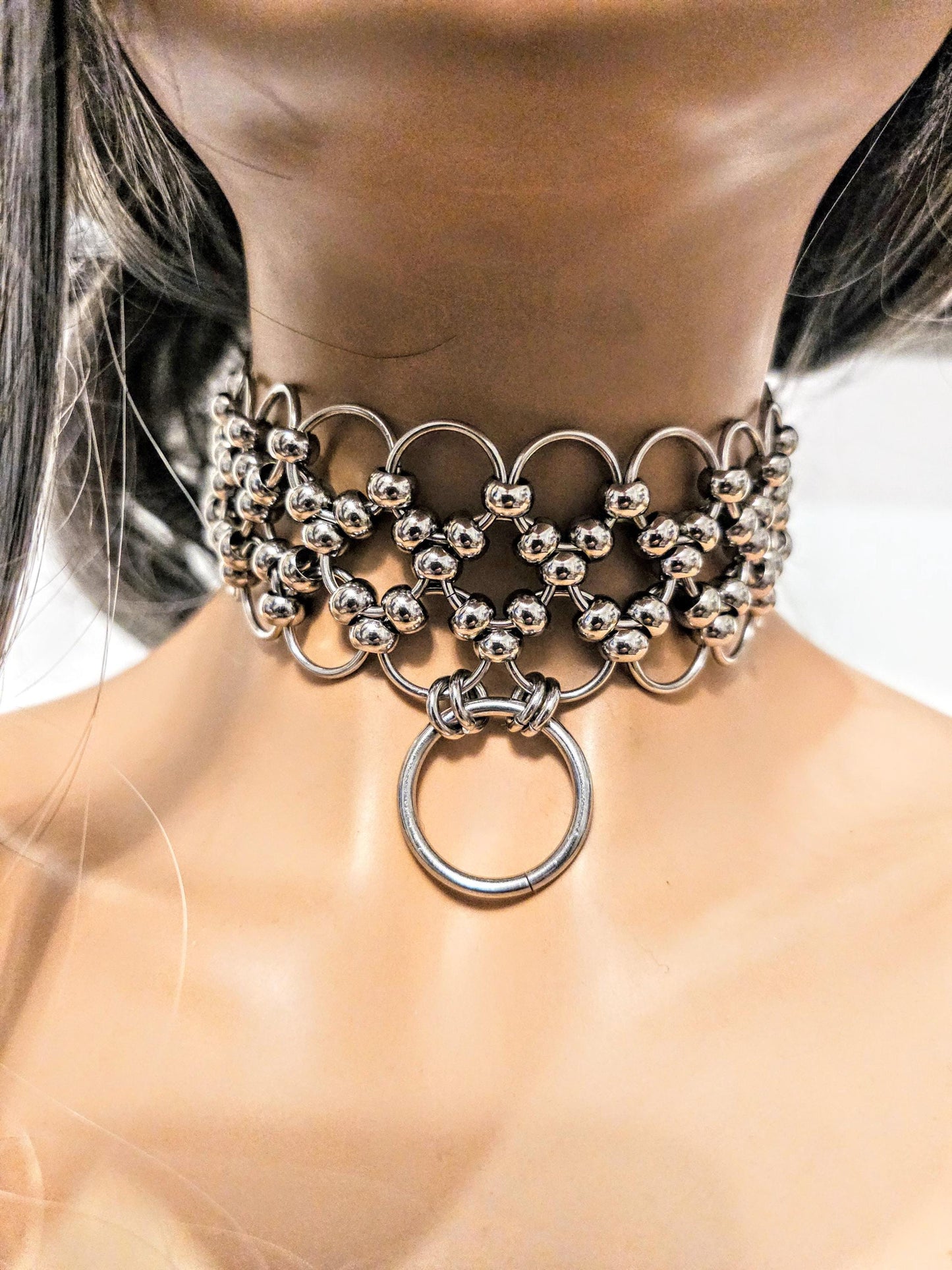 Steel Sub Day Collar Choker O Ring Heart Necklace with Permanent Locking Option - Discreet Day Collar Valentines gift for her