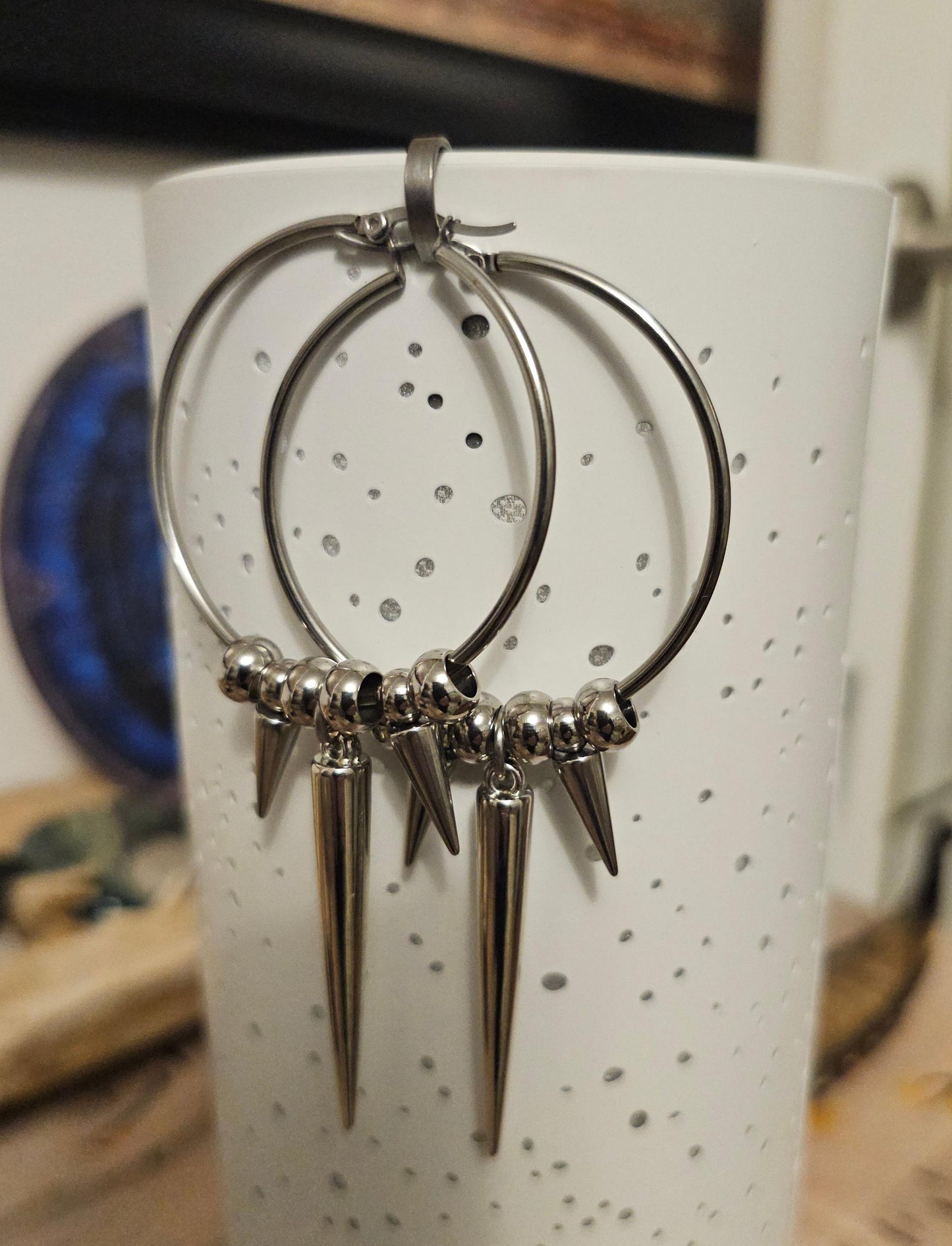 Hypoallergenic Goth Spike Earrings Pair - goth jewelry gift for her for alt punk jewelry lovers who like gothic earrings and edgy jewelry