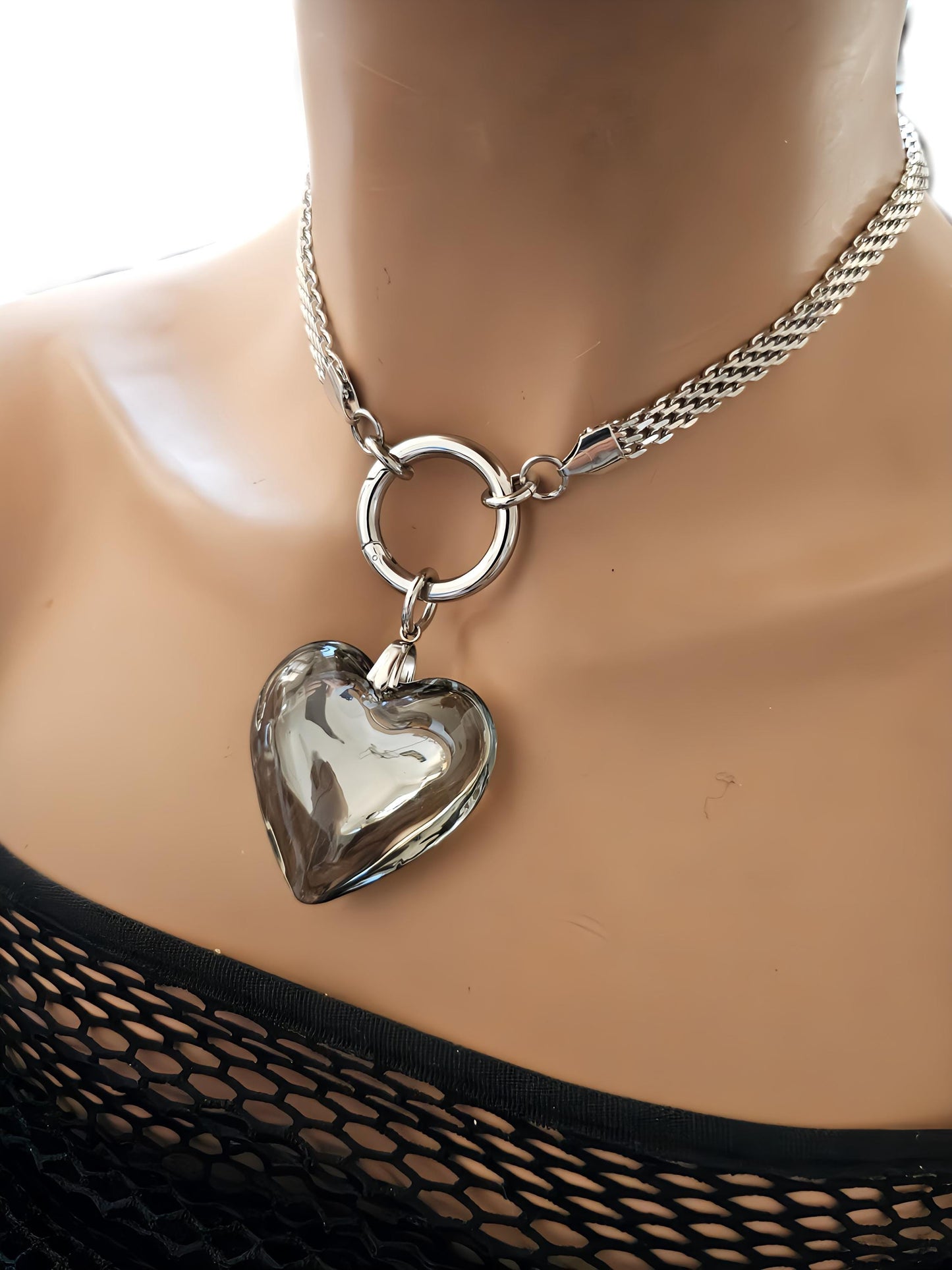 Glass Bubble Heart 3d Choker Gothic Necklace | Dark Aesthetic handmade waterproof jewelry gift for her